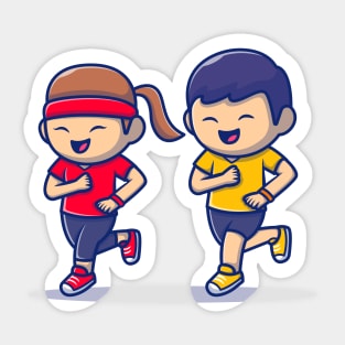 Cute People Jogging Sticker